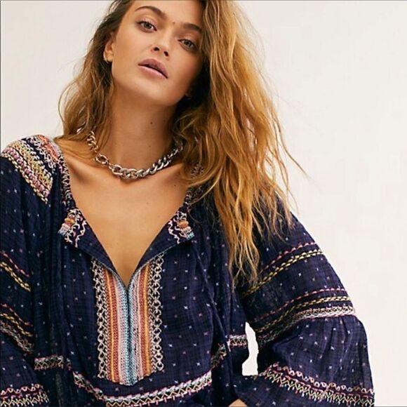 - Free People Thalia Embroidered Blouse - Picture 1 of 8